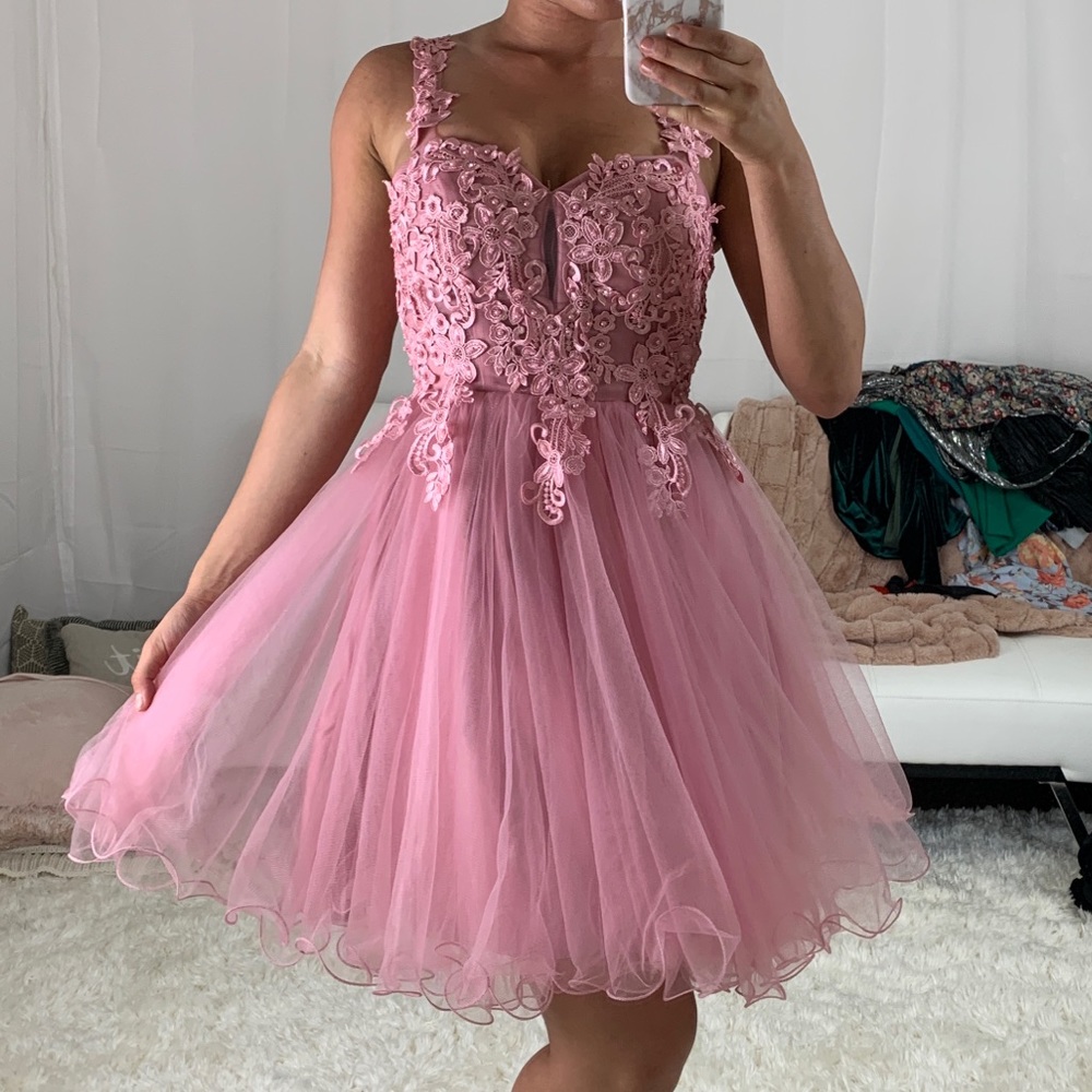 Gorgeous Pink lace prom dress